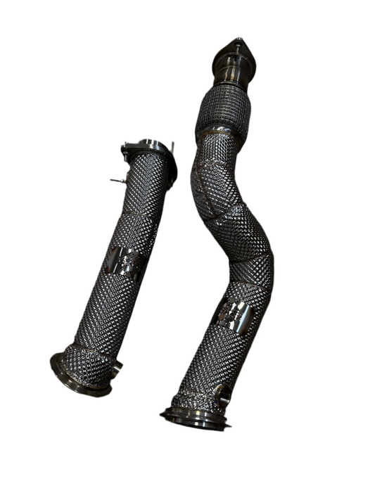 MBS G8X S58 Heatshield Catless Downpipes w/ Crossover Pipe - G80 M3 G82 G83 M4