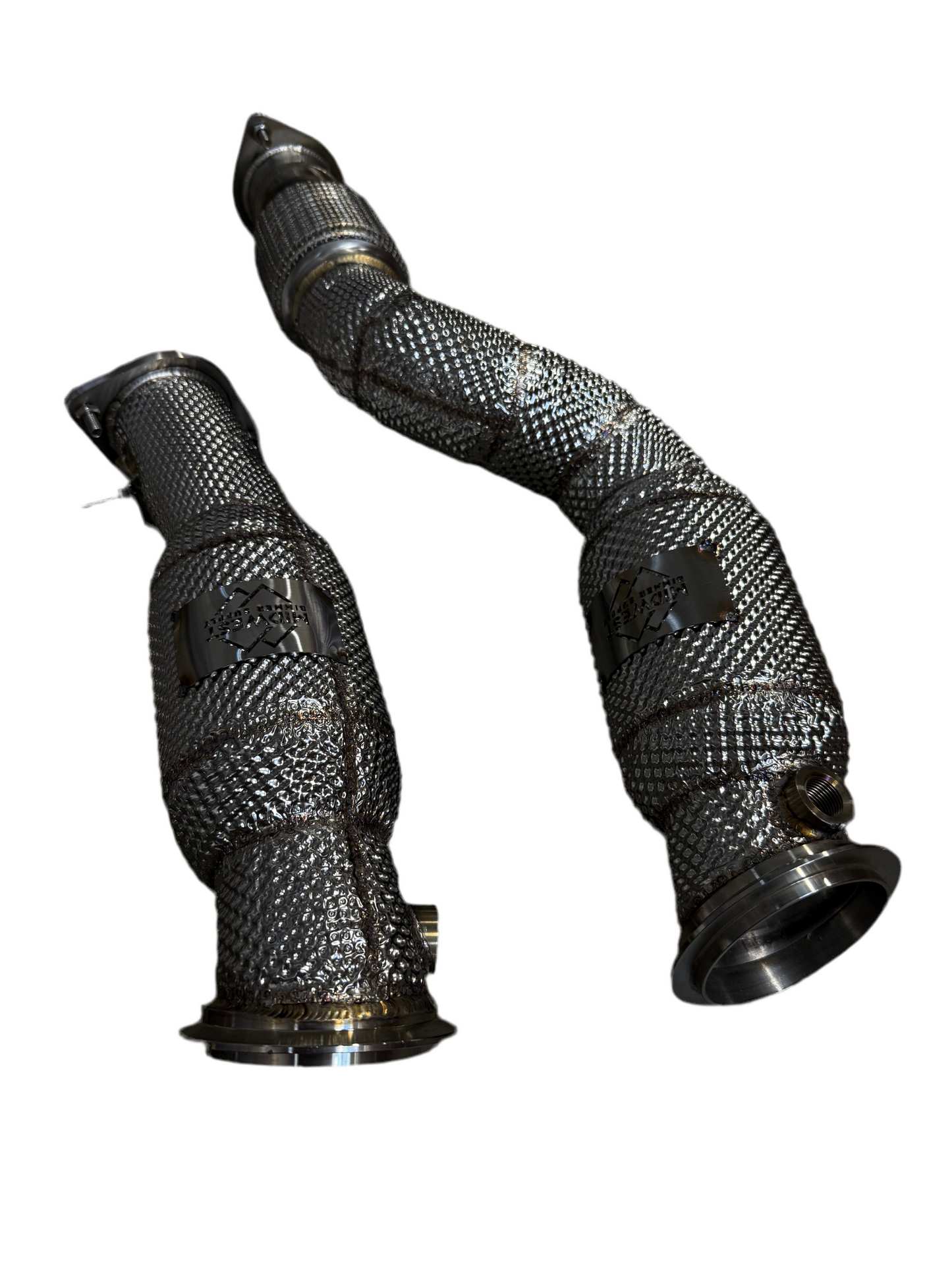 MBS G8X S58 Heatshield Resonated Downpipes w/ Crossover Pipe - G80 M3 G82 G83 M4