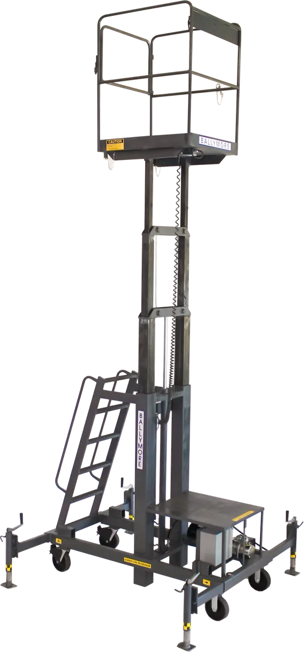 Ballymore MR-15 - Two-Person Battery-Powered Hydraulic Telescoping Maintenance Lift | 28" x 36" Platform | 21' Working Height