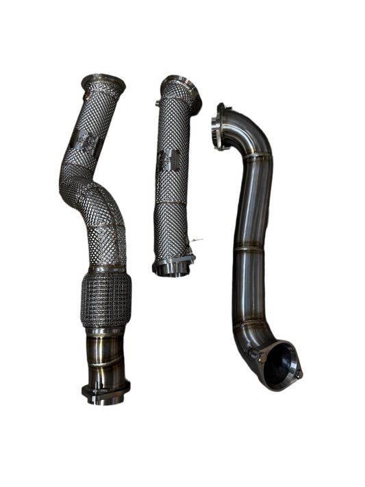 MBS G8X S58 Heatshield Catless Downpipes w/ Crossover Pipe - G80 M3 G82 G83 M4
