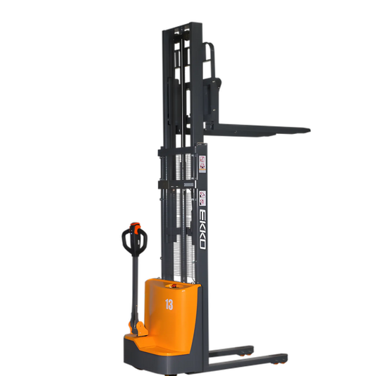 EKKO EB13CD | Electric Pallet Stacker | Fork Over Stacker, 118" Lift, 2800 lbs