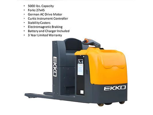EKKO EPC30A | Center Controlled | Rider Pallet Truck | with 5000 lb Load Capacity