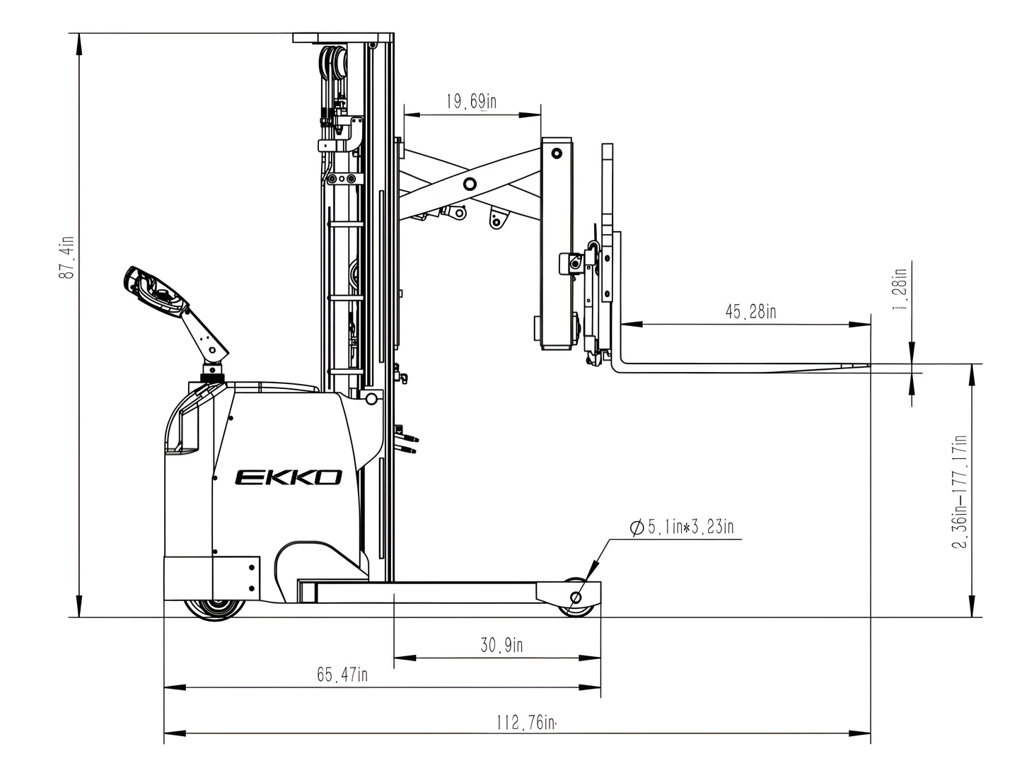 EKKO ER15L | Walkie Reach Truck | 3300 lb Cap.| 138" Height