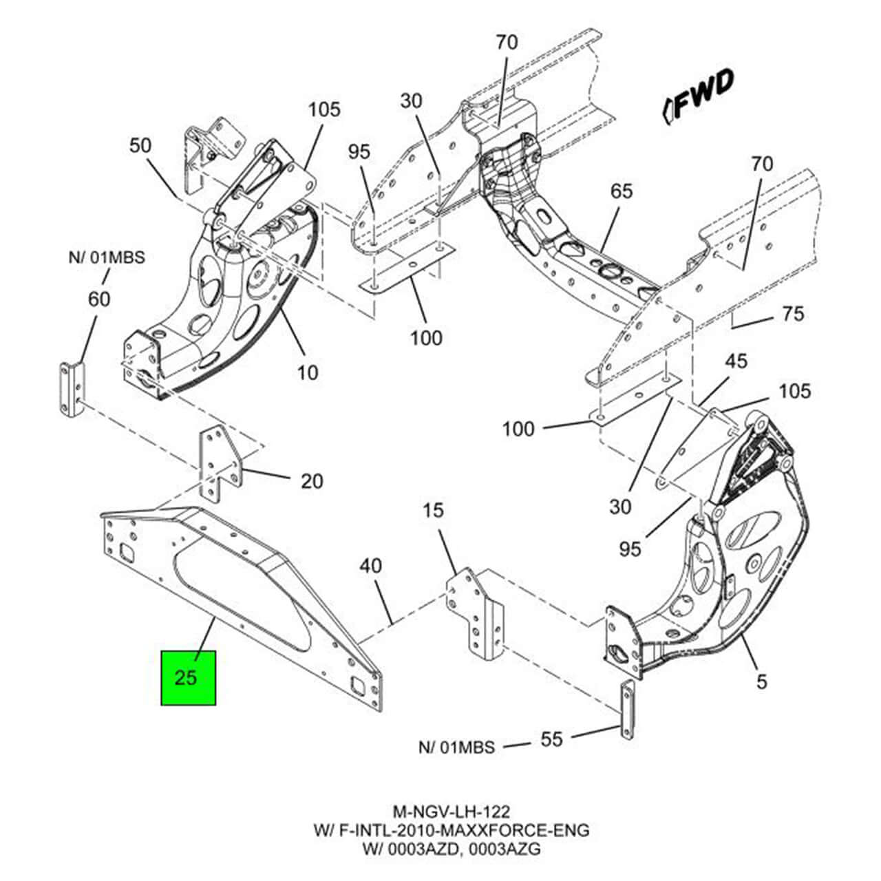 3606462C5 | Genuine International® Crossmember Mounting Front Hood