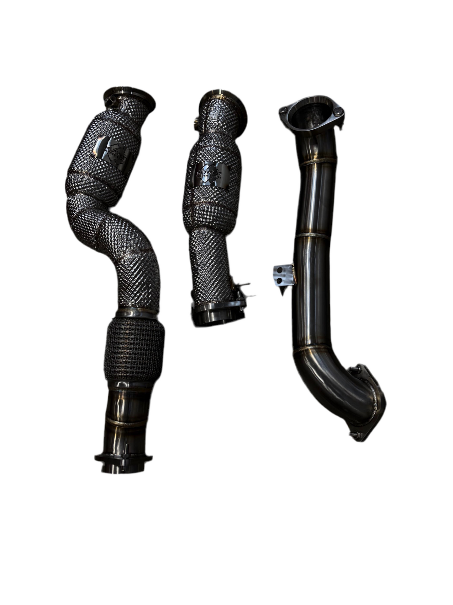 MBS G8X S58 Heatshield Resonated Downpipes w/ Crossover Pipe - G80 M3 G82 G83 M4
