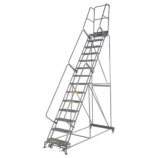 Ballymore M-2000 144014 - 14-Step Rolling Safety Ladder | 24" Wide Steps | 32"-40" Base