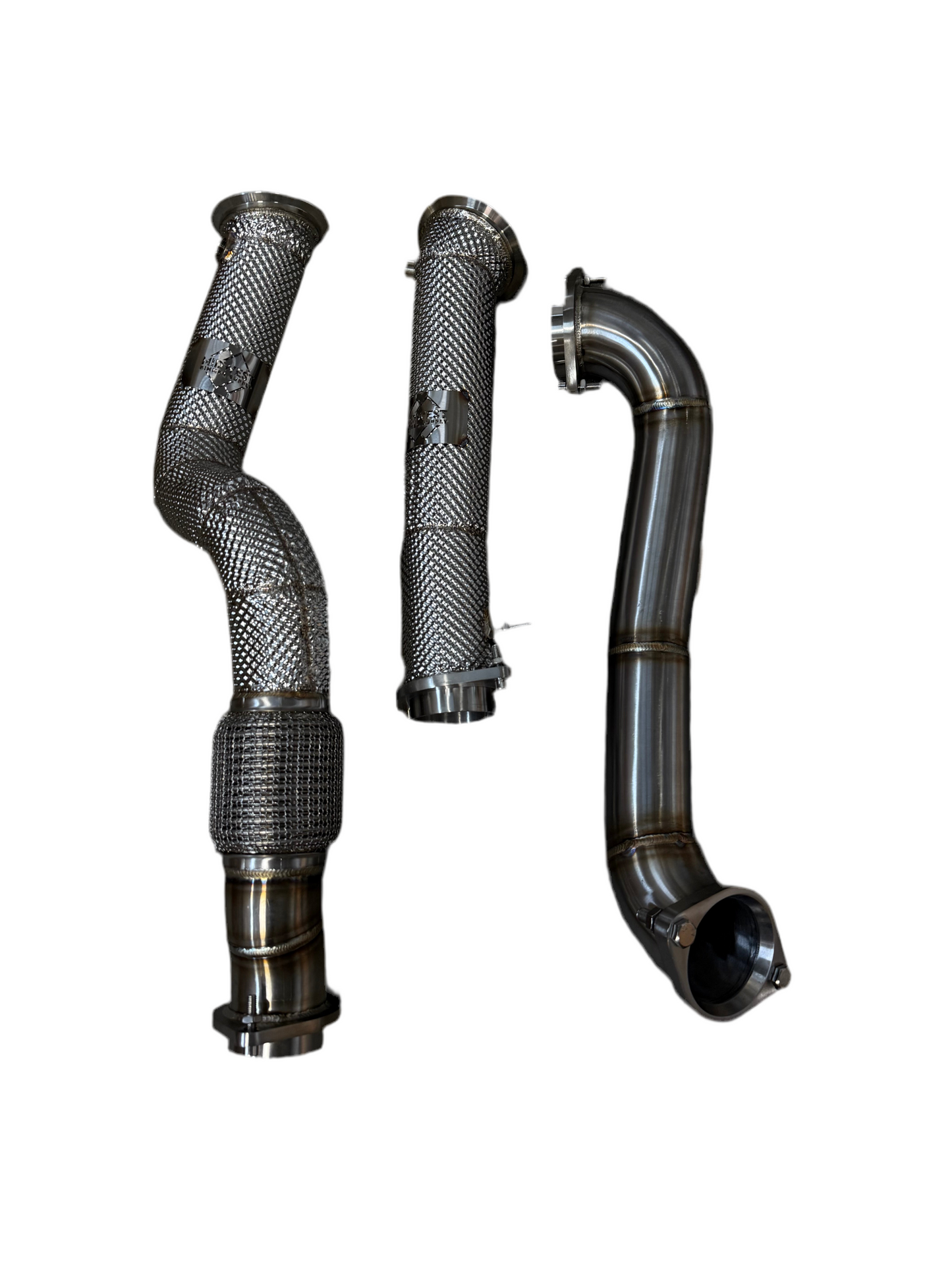 MBS G8X S58 Heatshield Catless Downpipes w/ Crossover Pipe - G80 M3 G82 G83 M4