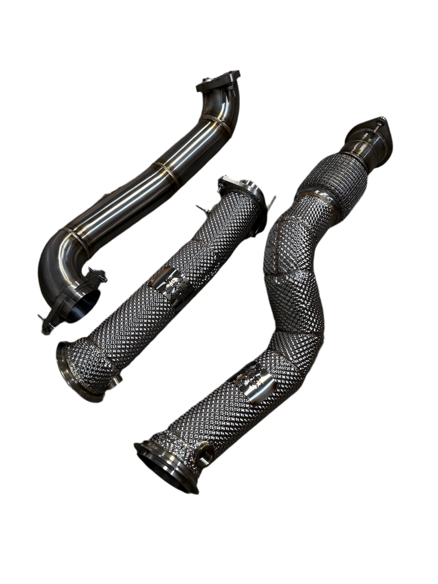 MBS G8X S58 Heatshield Catless Downpipes w/ Crossover Pipe - G80 M3 G82 G83 M4