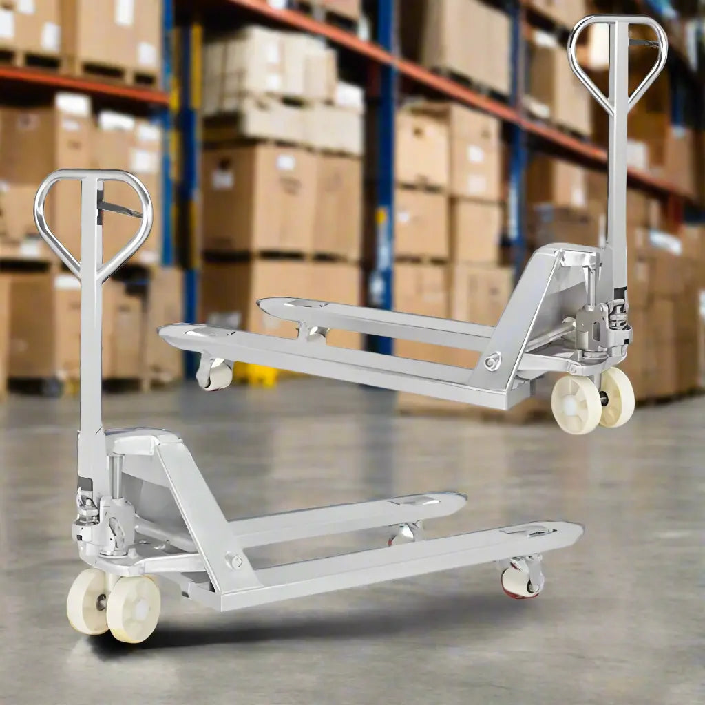 Majorlift Stainless Steel Pallet Trucks, 5500 lbs Cap. 48″ x 27″ - MPT55SS