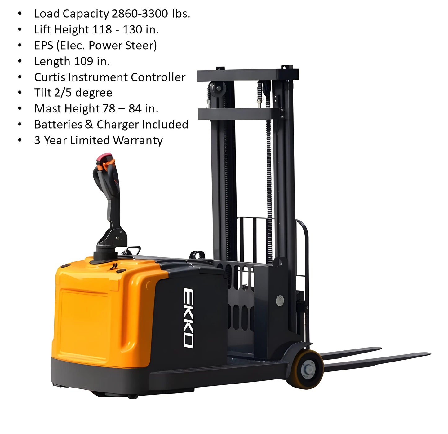 EKKO EK14 | Counterbalanced Walkie Stacker | 118" Lift Height | 3300 lb Capacity