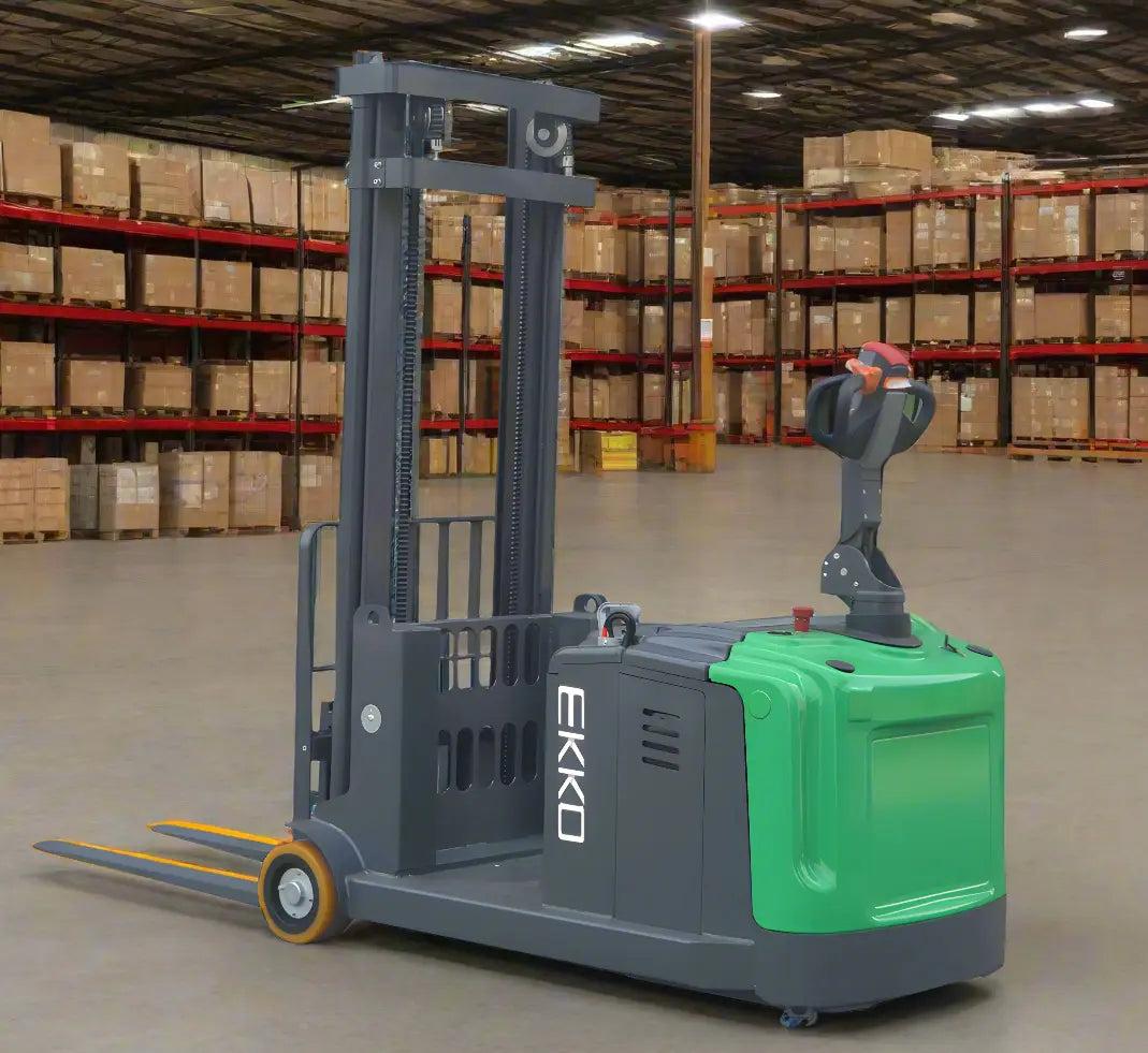 EKKO EK14S-189LI | Lithium Counterbalanced Walkie Stacker | Side-Shifting | 189" Lift Height | 3300 LB Capacity