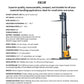 EKKO EB13E-138 | Electric Pallet Stacker | 138" Lift Height, 2800 lb Capacity
