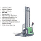 EKKO EB13ES-145Li | Electric Pallet Stacker | 145" Lift Height, Side-Shifting, 2640 lbs