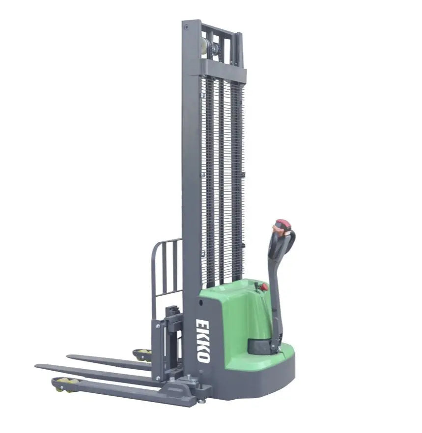 EKKO EB13ES-145Li | Electric Pallet Stacker | 145" Lift Height, Side-Shifting, 2640 lbs