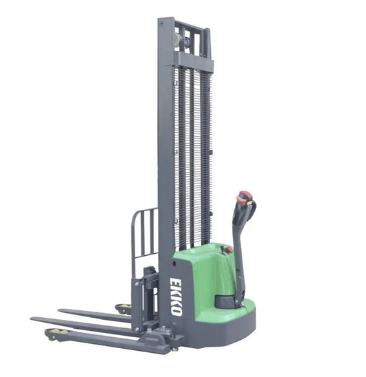 EKKO EB13ES-145Li | Electric Pallet Stacker | 145" Lift Height, Side-Shifting, 2640 lbs