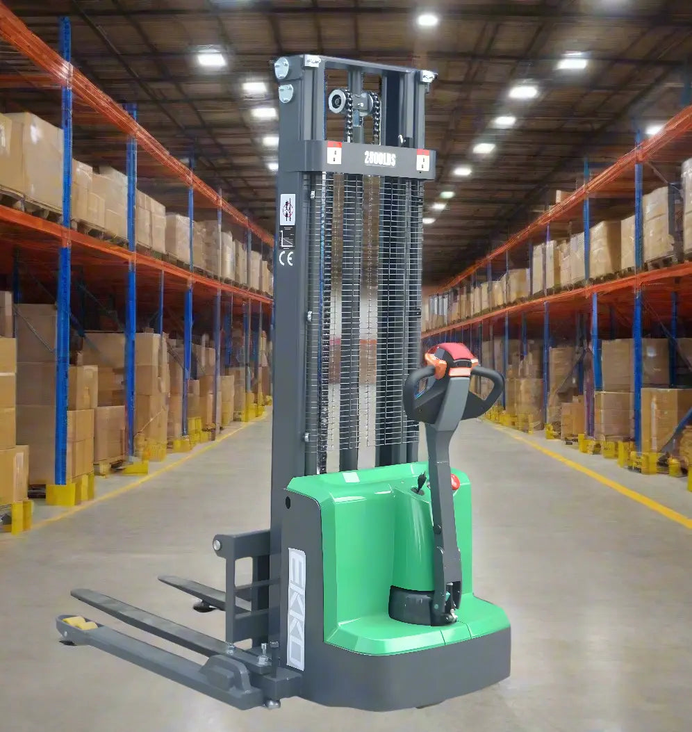 EKKO EB13ES-145Li | Electric Pallet Stacker | 145" Lift Height, Side-Shifting, 2640 lbs