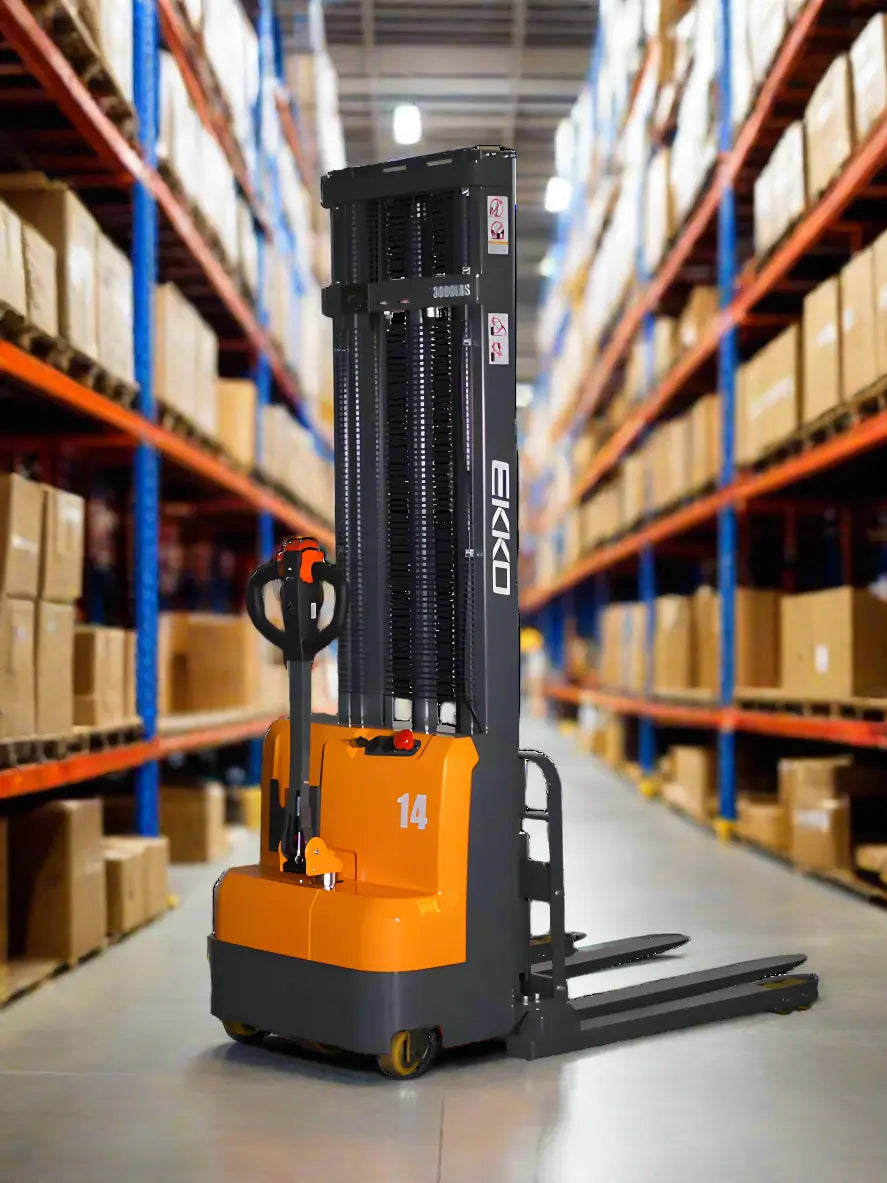 EKKO EB14C-138 | Electric Pallet Stacker | 138" Lift, 3000 lbs