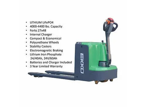 EKKO EP18Li | Curtis Controller Lithium | Electric Walkie Pallet Truck | with 4000 lb Load Capacity