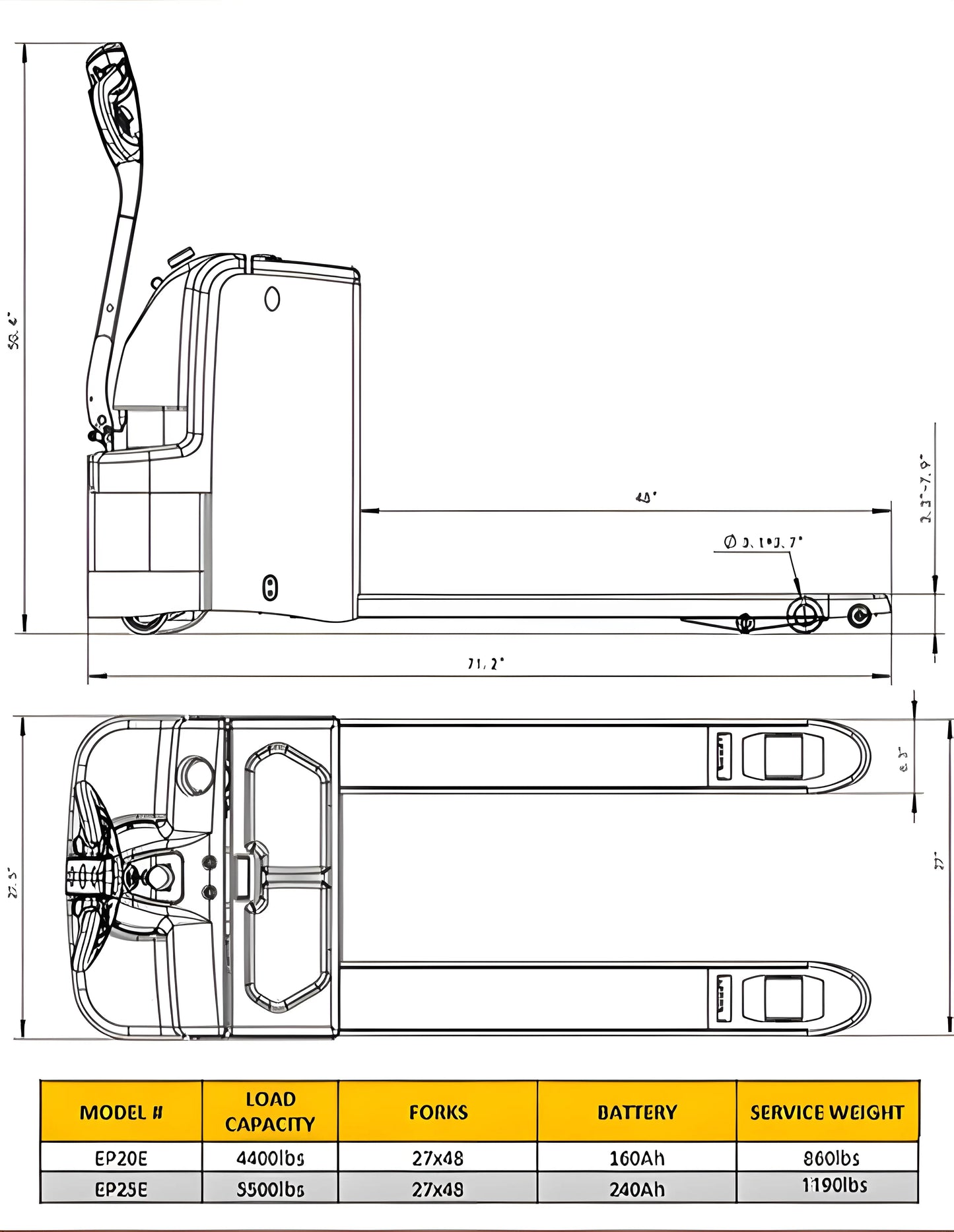 EKKO EP20E | Electric Walkie Pallet Truck | with 4400 lb Load Capacity