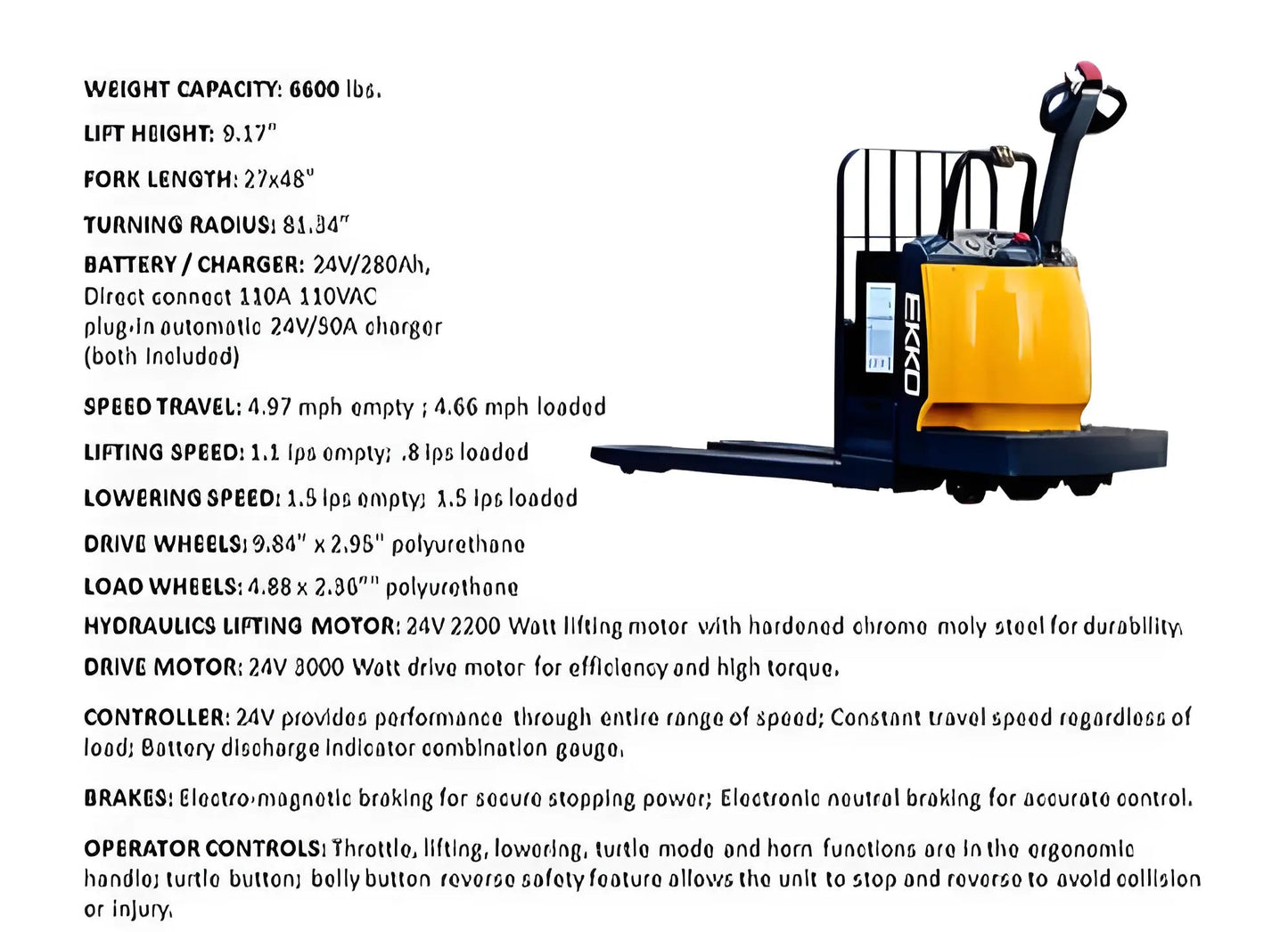 EKKO EP30A | Rider Pallet Truck | with 6600 lb Load Capacity