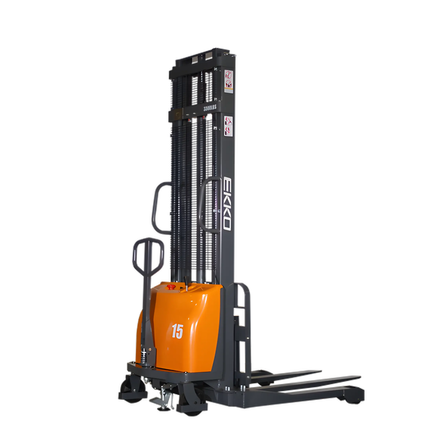 EKKO EA15A-138 | Semi-Electric Pallet Stacker | 3300 lbs 138″ Lift