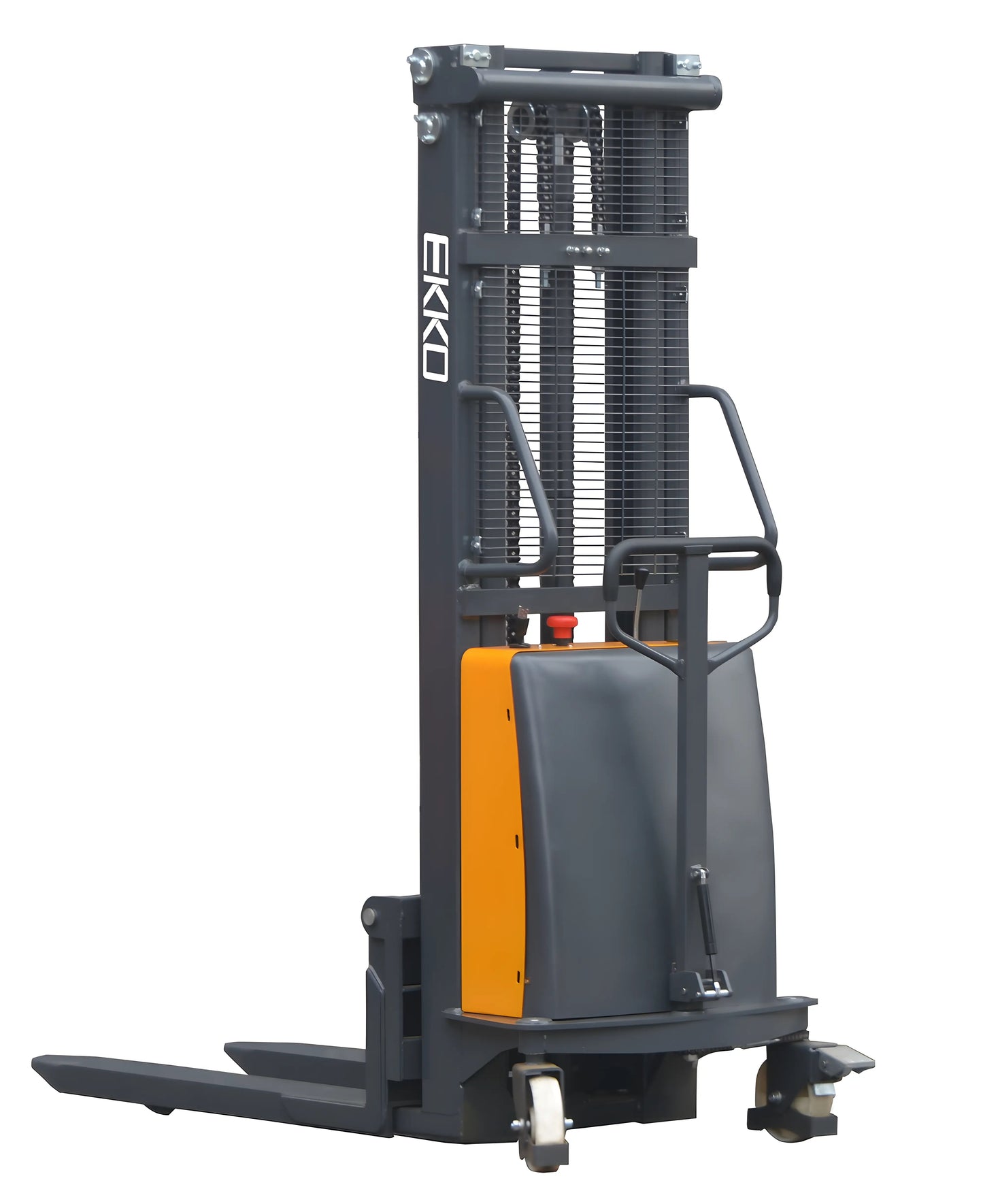 EKKO EA15C | Semi-Electric Pallet Stacker | Semi-Electric Fork-Over Stacker, 119" Lift, 3300 lbs