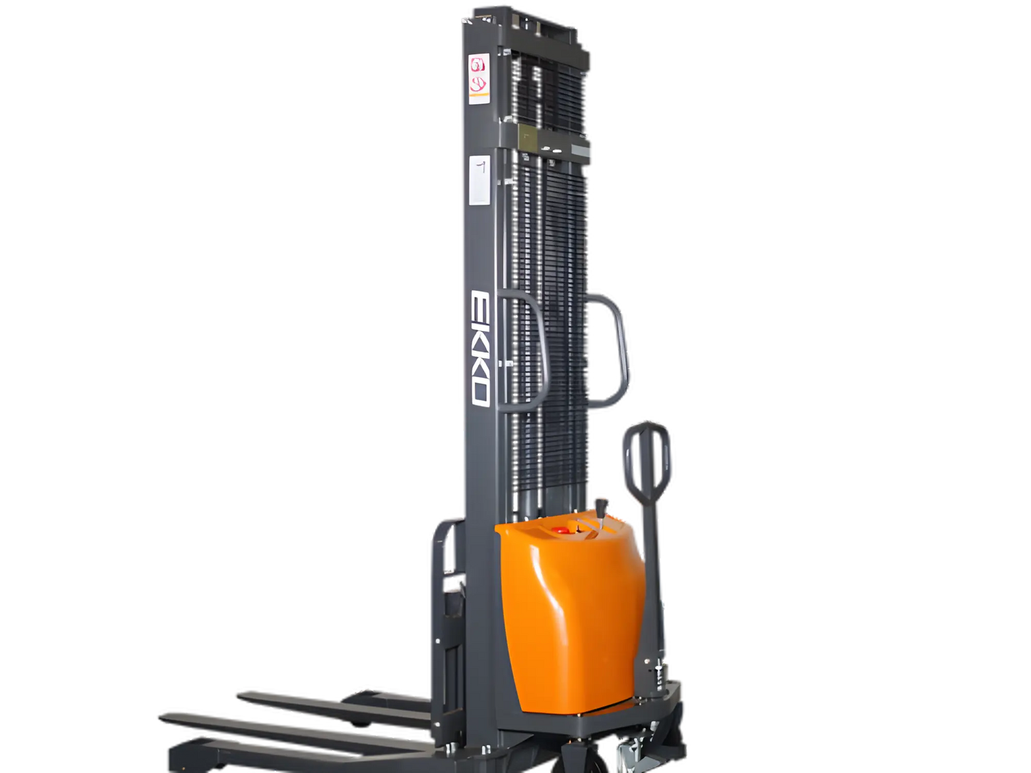 EKKO EA15A | Semi-Electric Pallet Stacker | 3300 lbs 118″ Lift