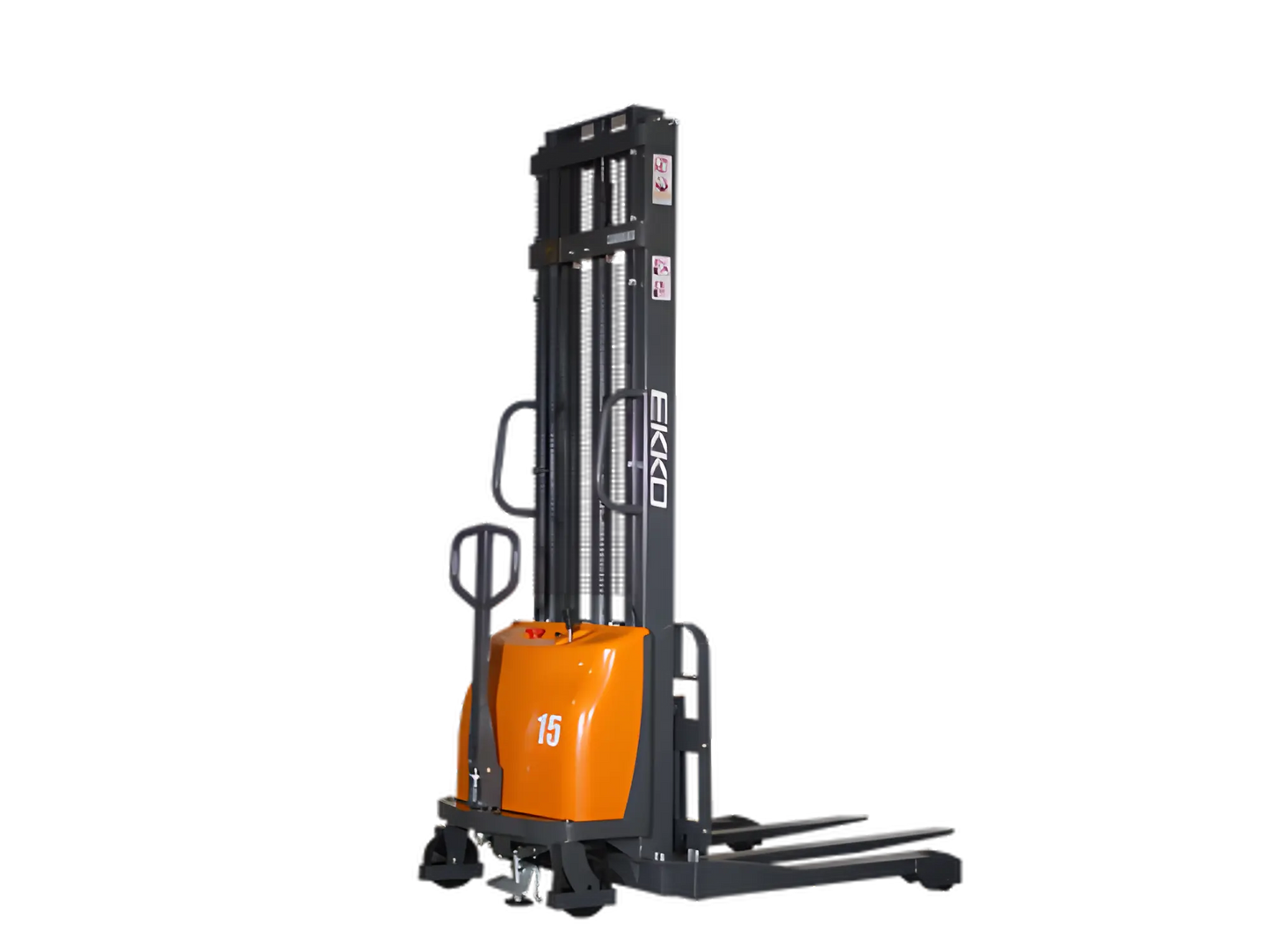 EKKO EA15A | Semi-Electric Pallet Stacker | 3300 lbs 118″ Lift