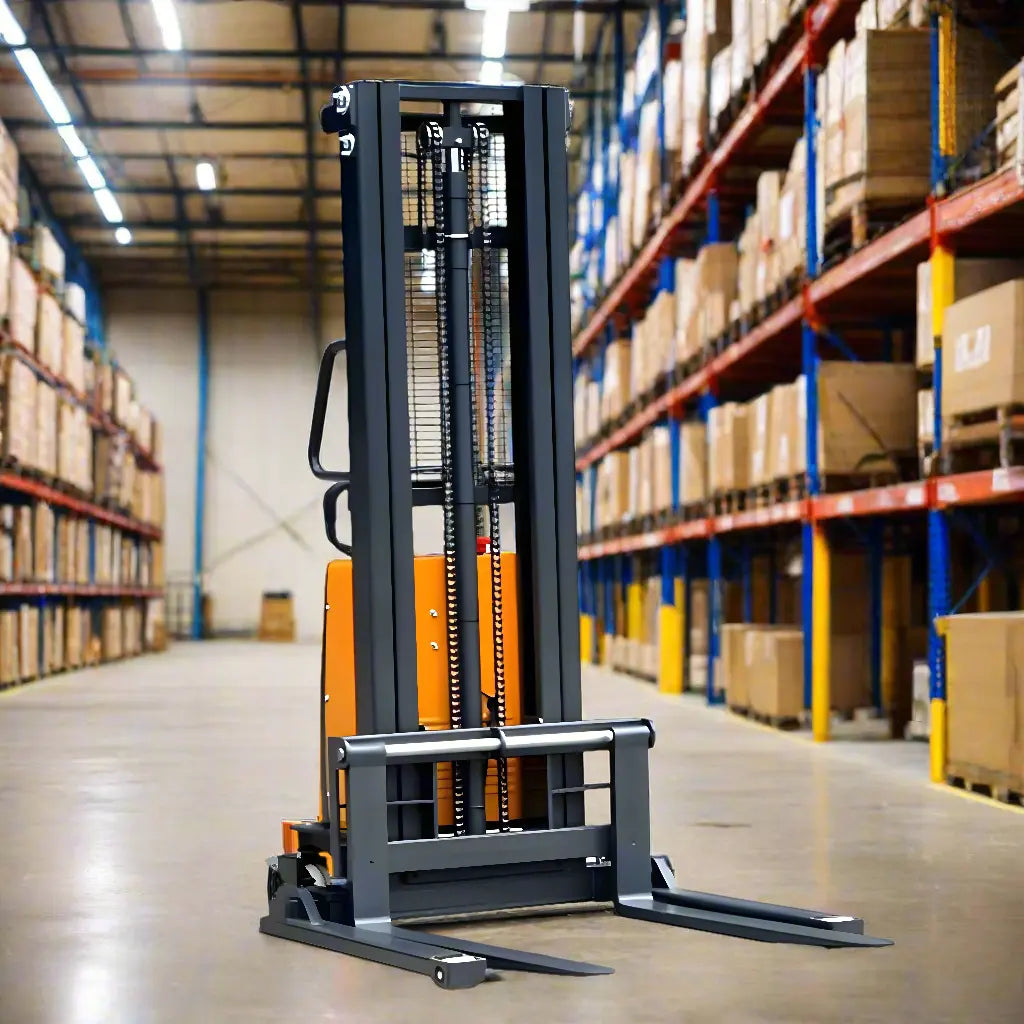 EKKO EA15B | Semi-Electric Pallet Stacker | 119" Lift, 3300 lbs