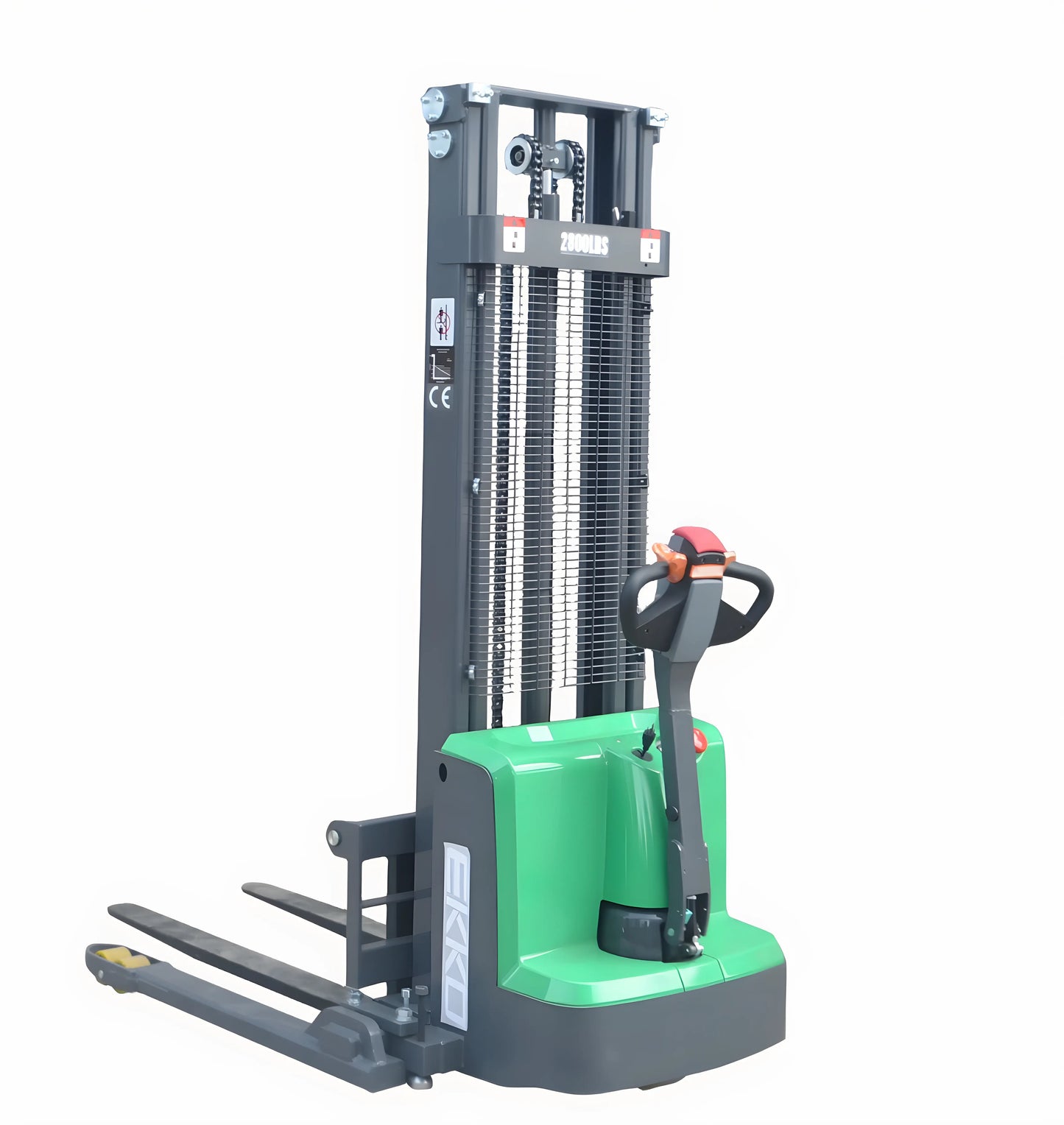 EKKO EB13ES-Li | Electric Pallet Stacker | 119" Lift Height, Side-Shifting, 2800 lbs