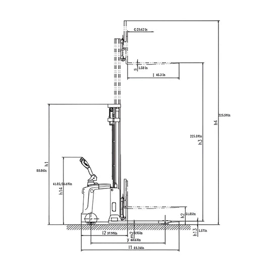 EKKO EB16EAS-189Li | Electric Pallet Stacker | Side-Shifting, 189" Lift, 4400 lbs
