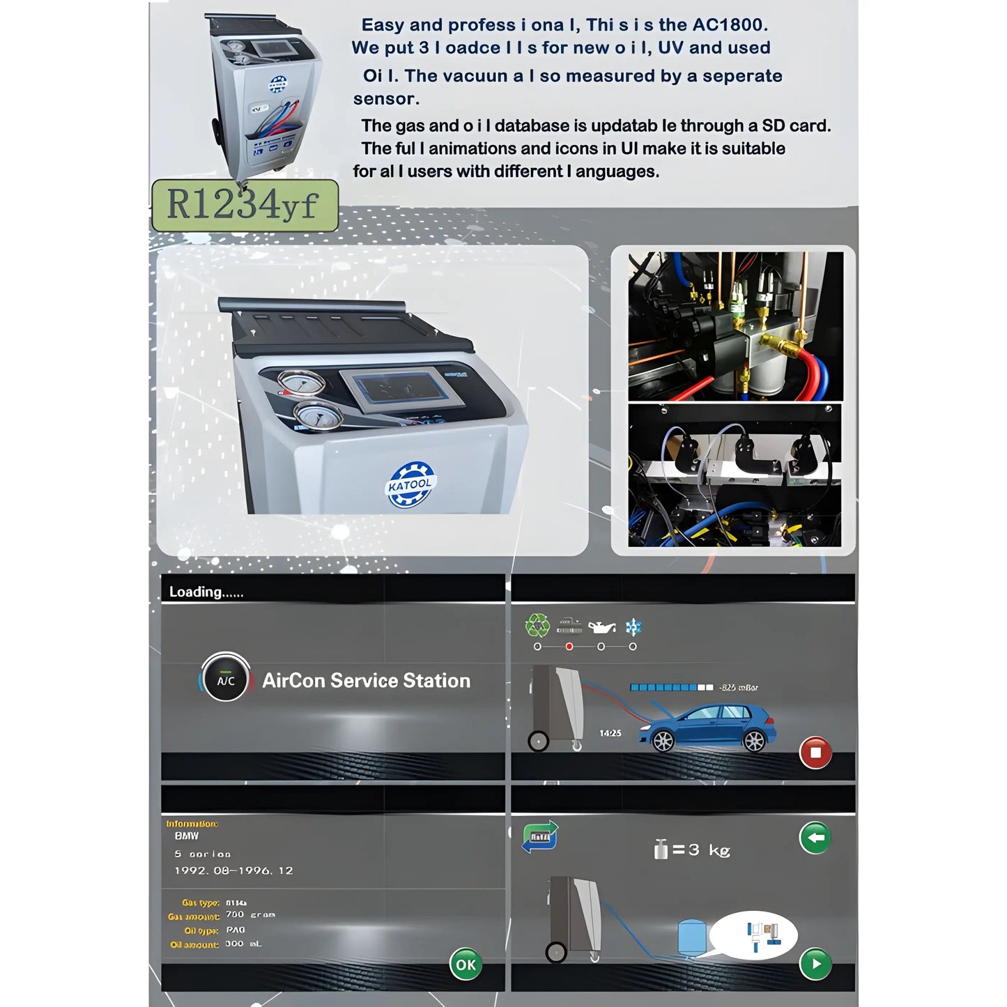Katool | Fully Automatic R-1234YF Recovery, Recycle & Recharge DUAL Machines | KT-AC2100