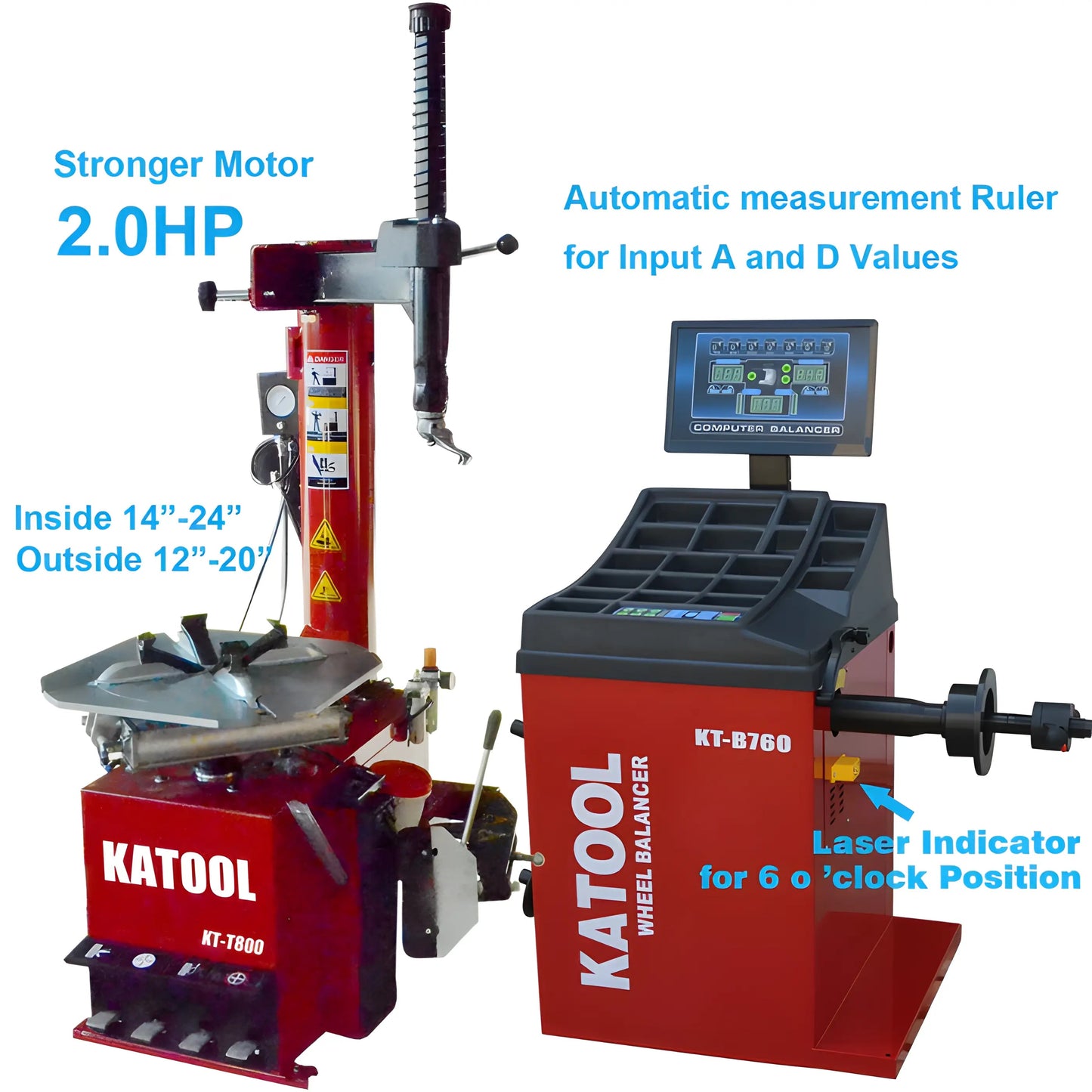 Katool | Combo | Tire Changer and Wheel Balancer | KT-T800+KT-B760