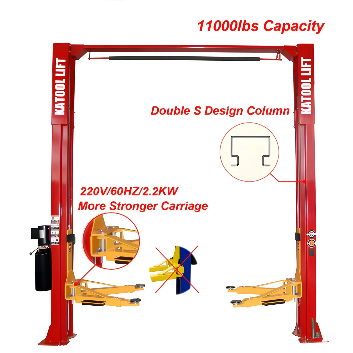 Katool | Vehicle Lift | Two Post | 11,000 lbs | KT-M110